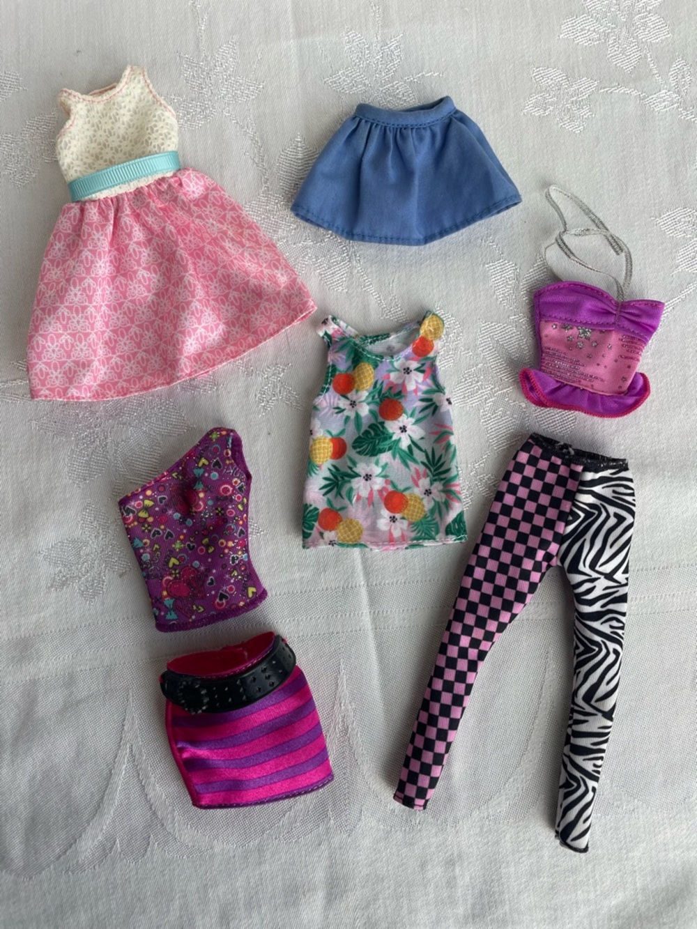 Barbie Ken Fashionista Clothes Outfit Lot Skirt Dress Top Pants Leggings 7 pcs